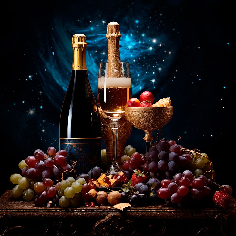 Wine bottles and glass